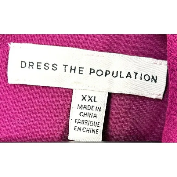 New Dress The Population Amada Women Sz XXL Sheath Dress Dark Magenta Blouson H2