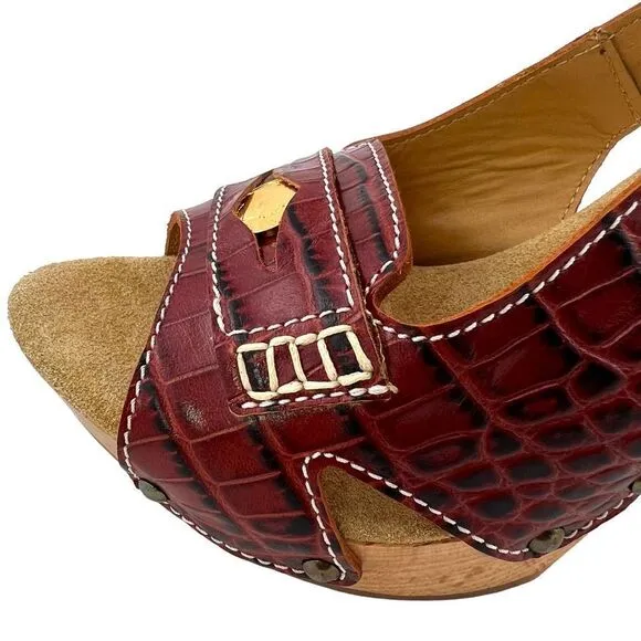 New DSQUARED2 US 6 Women Shoes Brown Leather Open Toe Platform High Heel Sandals