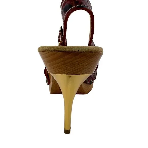 New DSQUARED2 US 6 Women Shoes Brown Leather Open Toe Platform High Heel Sandals