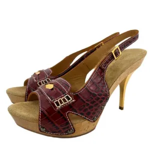 New DSQUARED2 US 6 Women Shoes Brown Leather Open Toe Platform High Heel Sandals