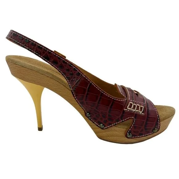 New DSQUARED2 US 6 Women Shoes Brown Leather Open Toe Platform High Heel Sandals