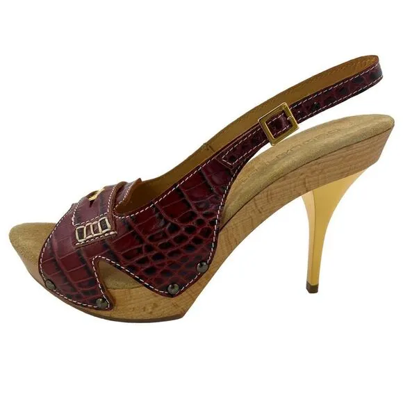 New DSQUARED2 US 6 Women Shoes Brown Leather Open Toe Platform High Heel Sandals
