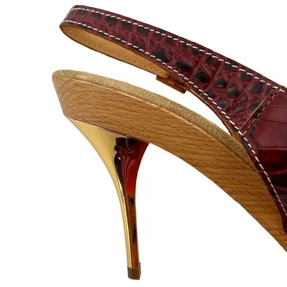 New DSQUARED2 US 6 Women Shoes Brown Leather Open Toe Platform High Heel Sandals