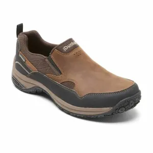 NEW DUNHAM men's cloud plus waterproof slip-on shoes in brown
