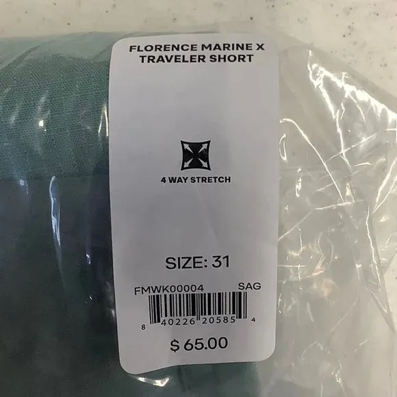 NEW! Florence Marine X Size 31 Traveler Short Sage Green Swim $65 msrp A17-1