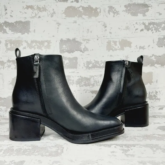 New Franco Sarto Dalden Black Leather Ankle Boots F1006