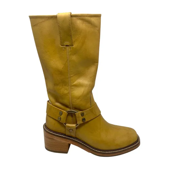 New Frye Kate Harness Pull On Motorcycle Boots Banana Women's Sz 9 Boxed