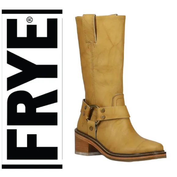 New Frye Kate Harness Pull On Motorcycle Boots Banana Women's Sz 9 Boxed