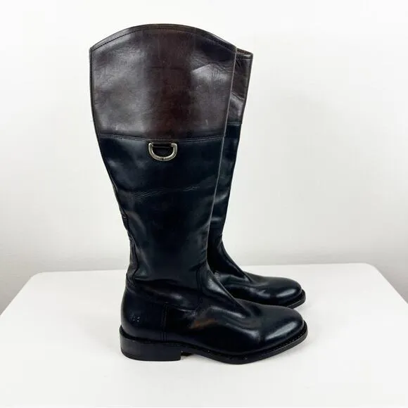 NEW Frye Two Toned D-Ring Hand Finished Leather Knee High Riding Boots 5.5