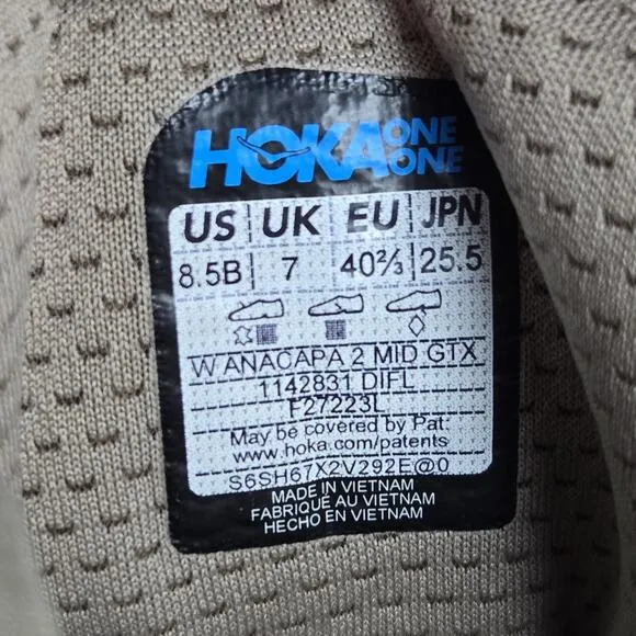 NEW Hoka One One Anacapa 2 Mid GTX Womens Size 8.5 B Gore-Tex Shoes Dune Ice