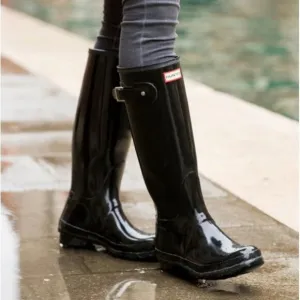 NEW Hunter Refined Original Tall Wellington Black Gloss Rain Waterproof Boots 7