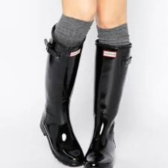 NEW Hunter Refined Original Tall Wellington Black Gloss Rain Waterproof