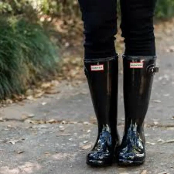 NEW Hunter Refined Original Tall Wellington Black Gloss Rain Waterproof