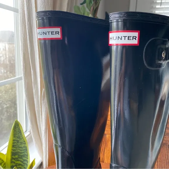 NEW Hunter Refined Original Tall Wellington Black Gloss Rain Waterproof