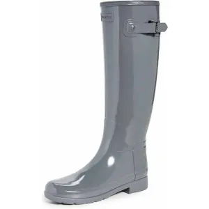 NEW HUNTER women's refined tall gloss boots in stratus grey