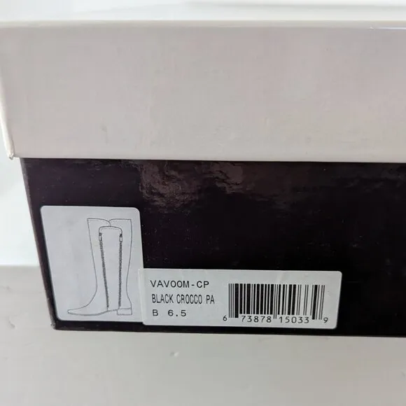 New in Box Aquatalia by Marvin K Crocodile Animal Print Black Rain Boots, 6.5