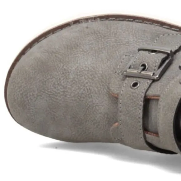 New in Box B.O.C  Sz 9 Kiley Grey Suede Sporty Buckle Strap Moto Boot Bottie