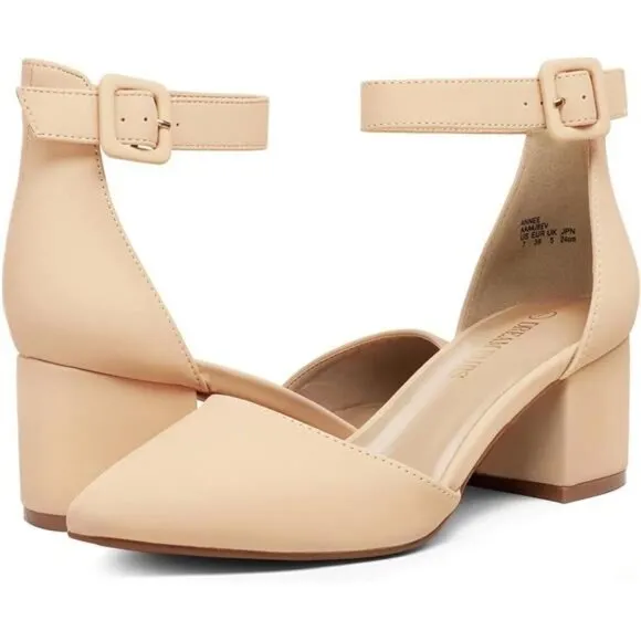 New In Box Womens Pointed Toe Low Chunky Heels Pump Shoes