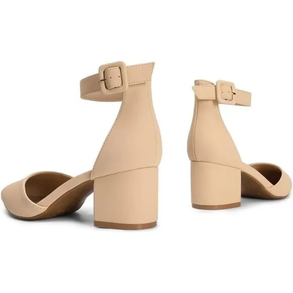 New In Box Womens Pointed Toe Low Chunky Heels Pump Shoes