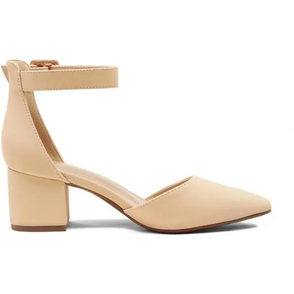 New In Box Womens Pointed Toe Low Chunky Heels Pump Shoes