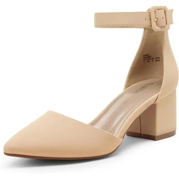 New In Box Womens Pointed Toe Low Chunky Heels Pump Shoes