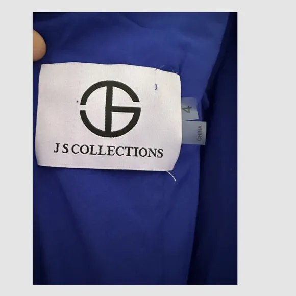 NEW Js collections MARINE BLUE SIMONE V-NECK COLUMN GOWN Size 4