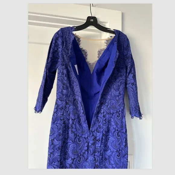 NEW Js collections MARINE BLUE SIMONE V-NECK COLUMN GOWN Size 4
