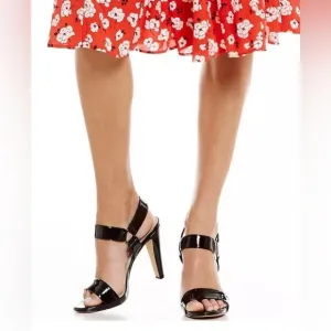 NEW Karl Lagerfeld Paris Women's Cieone Patent Leather Sandals Black Sz 7
