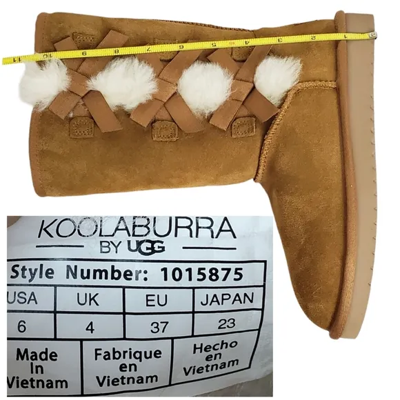 New Koolaburra ugg Victoria tall winter boots suede chestnut pull on fur bow