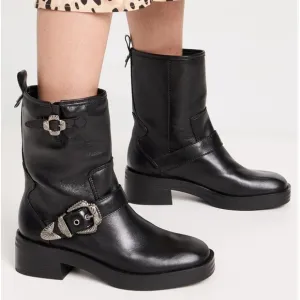 New! Larroude Hardy Moto‎ Leather Boots Sz 8 $450