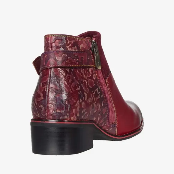 New! L'ARTISTE TIATIA Handpainted Booties BOOTS in Bordeaux EU 39 US 8.5 $300