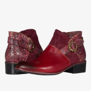 New! L'ARTISTE TIATIA Handpainted Booties BOOTS in Bordeaux EU 39 US 8.5 $300