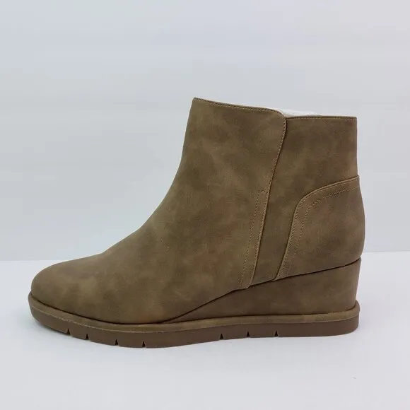 NEW Life Stride Swift Womens Size 11 Mushroom Brown Distressed Wedge Ankle Boots