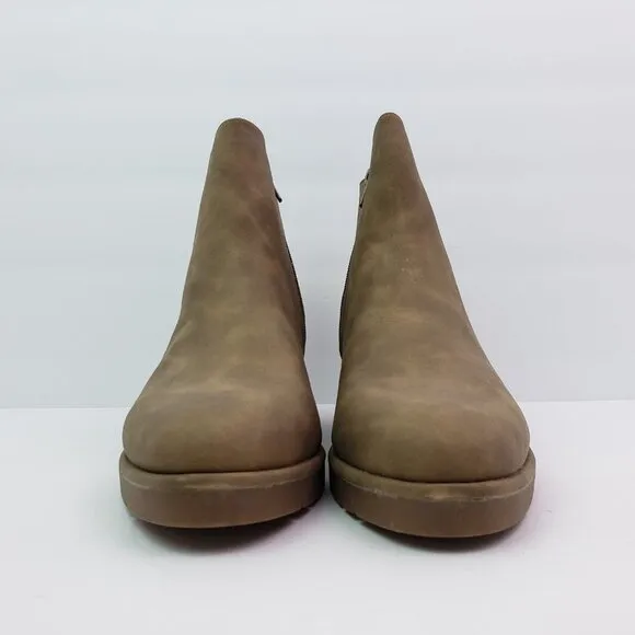 NEW Life Stride Swift Womens Size 11 Mushroom Brown Distressed Wedge Ankle Boots
