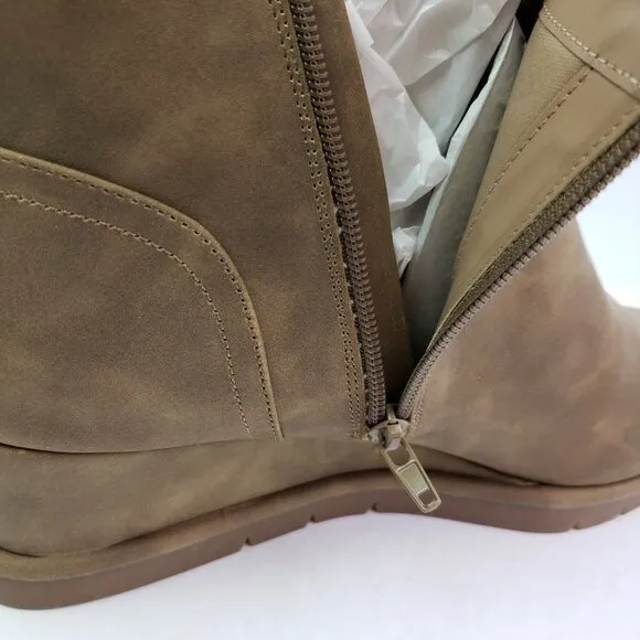 NEW Life Stride Swift Womens Size 11 Mushroom Brown Distressed Wedge Ankle Boots