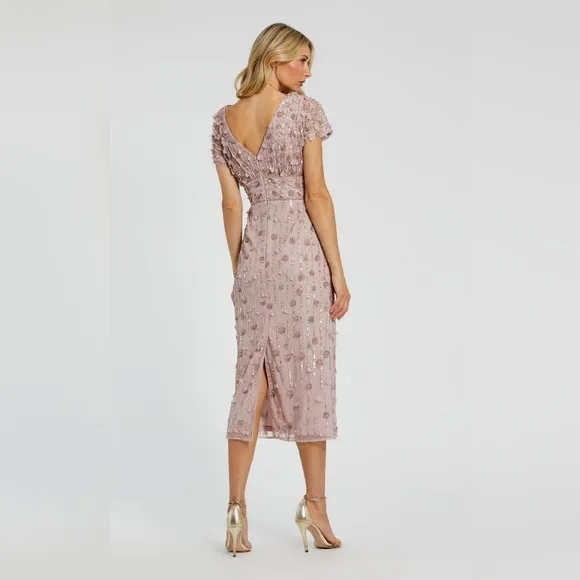 New Mac Duggal 94117 - Tea Length Beaded Dress NWT Vintage Lilac