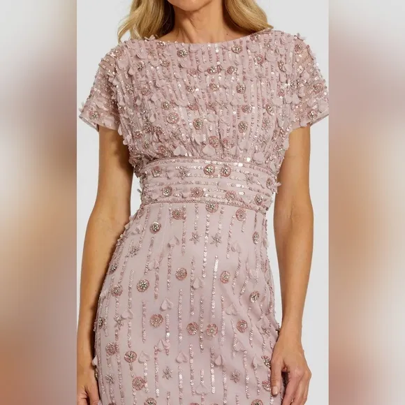 New Mac Duggal 94117 - Tea Length Beaded Dress NWT Vintage Lilac