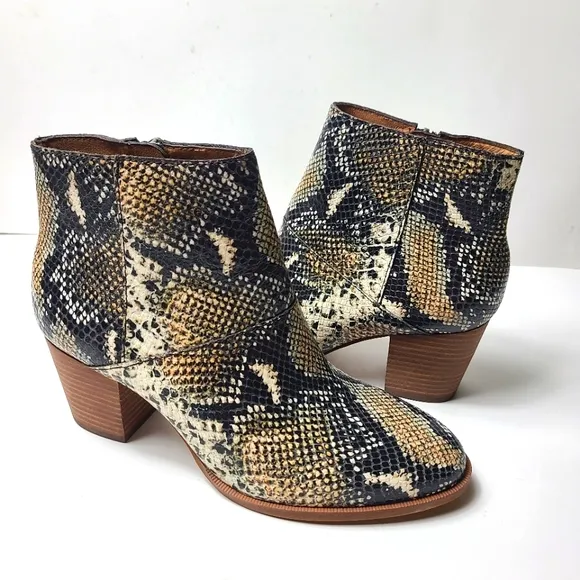 NEW MADEWELL rosie snakeskin leather ankle boots
