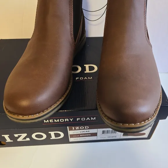 New Men's Size 11M Lucas Memory Foam Insole Pull-On Chukka Brown Leather Boot