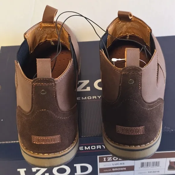 New Men's Size 11M Lucas Memory Foam Insole Pull-On Chukka Brown Leather Boot