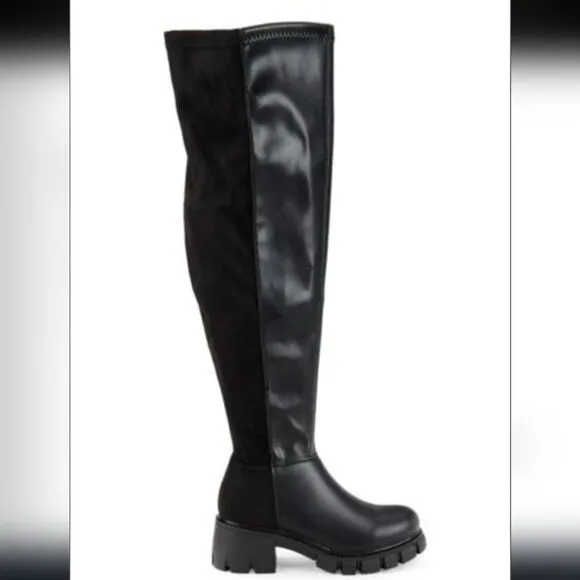 New MIA Tiera Chunky Knee High black leather motorcycle horse Riding Boots 6