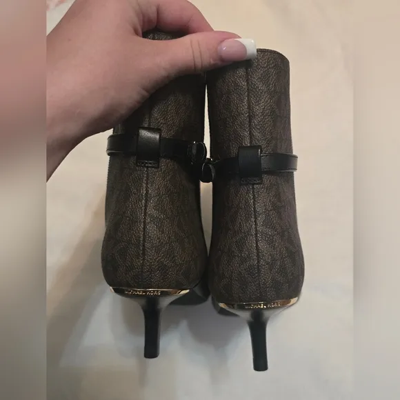 NEW Michael Kors Black Ankle Boots with Kitten Heel and Buckle