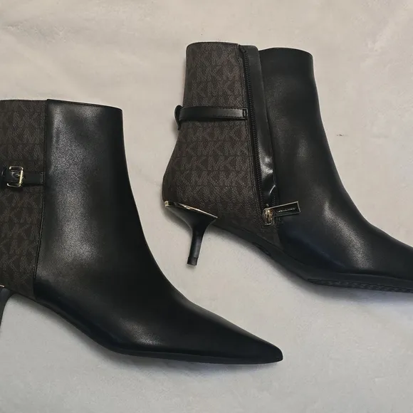 NEW Michael Kors Black Ankle Boots with Kitten Heel and Buckle