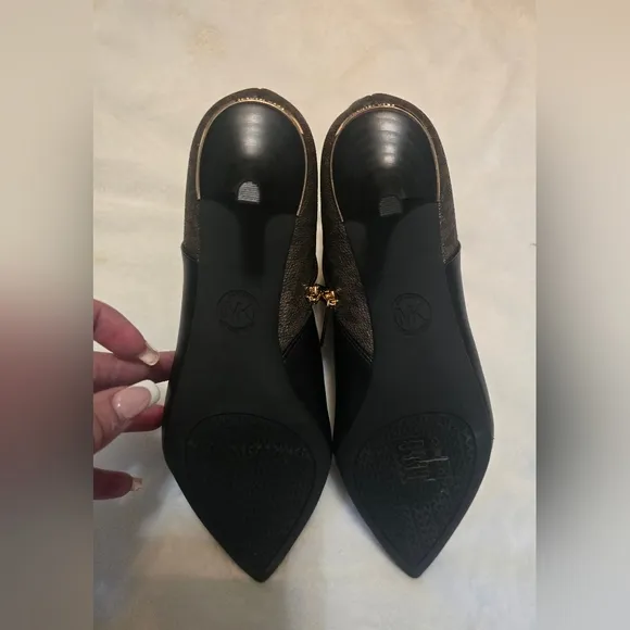 NEW Michael Kors Black Ankle Boots with Kitten Heel and Buckle