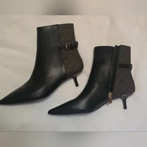 NEW Michael Kors Black Ankle Boots with Kitten Heel and Buckle