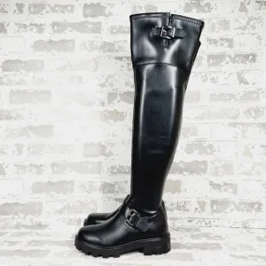 NEW NINE WEST Nemba 3 Womens Faux Leather Tall Over-the-knee Boots In Black E248