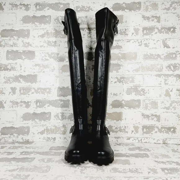 NEW NINE WEST Nemba 3 Womens Faux Leather Tall Over-the-knee Boots In Black E248