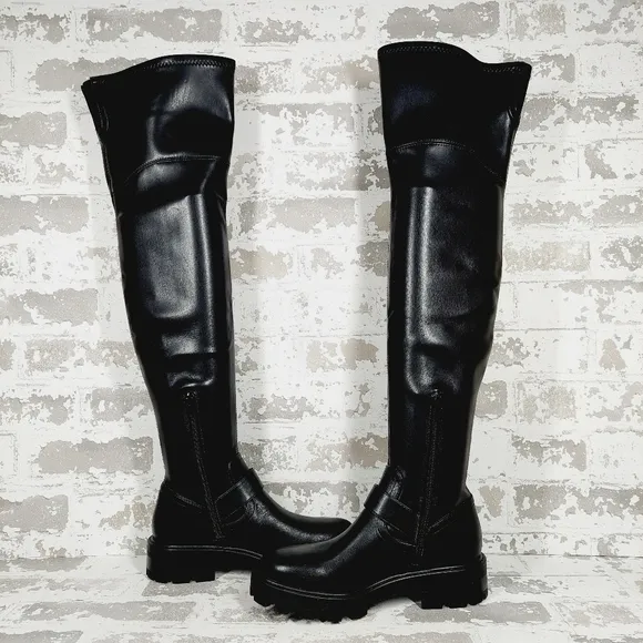 NEW NINE WEST Nemba 3 Womens Faux Leather Tall Over-the-knee Boots In Black E248