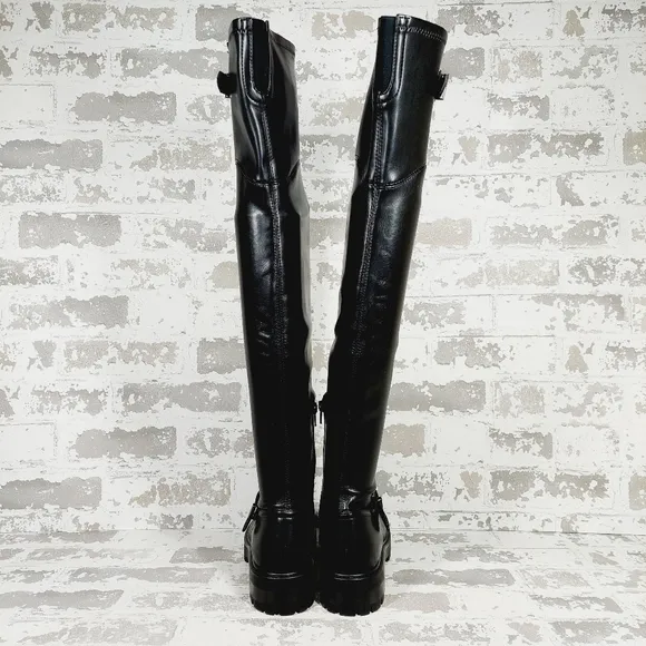 NEW NINE WEST Nemba 3 Womens Faux Leather Tall Over-the-knee Boots In Black E248