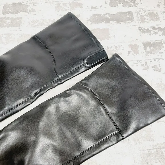 NEW NINE WEST Nemba Womens Faux Leather Tall Black Over-the-knee Boots H997